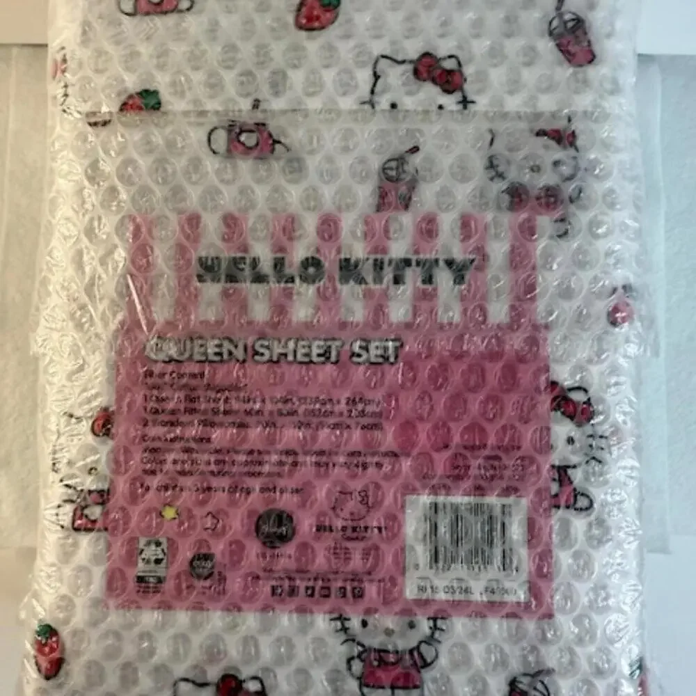 Hello Kitty Queen Sheet Set 4-Piece 100% Cotton Pink White Sanrio NWT Rare - Picture 5 of 5